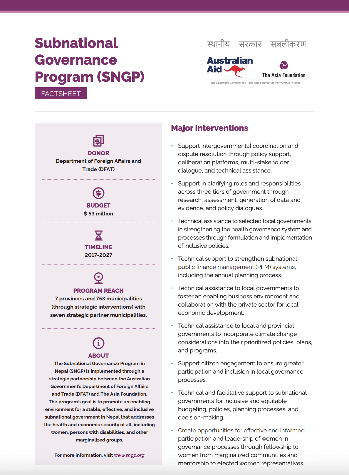 SNGP Phase II Year 3
